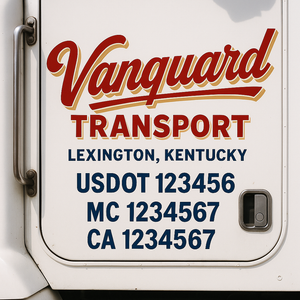 Truck Door Decal Sticker Lettering With USDOT, MC, CA, KYU, GVW & More | Custom Truck Door Decal Sticker Signs (Set of 2)