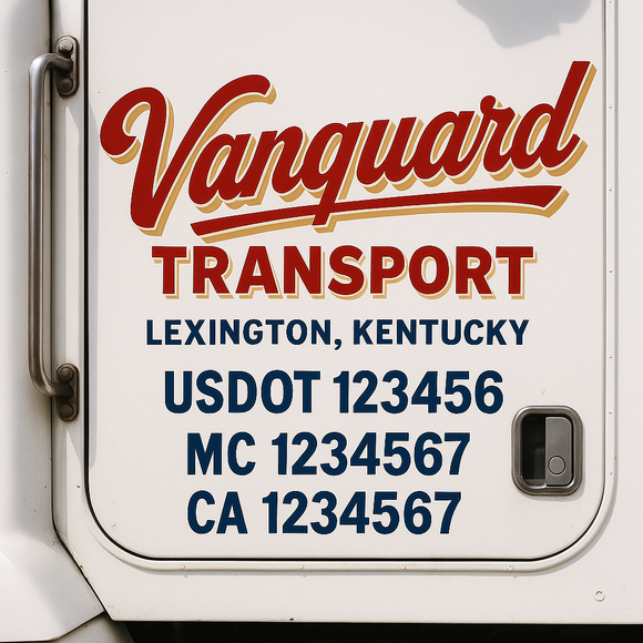 Truck Door Decal Sticker Lettering With USDOT, MC, CA, KYU, GVW & More | Custom Truck Door Decal Sticker Signs (Set of 2)
