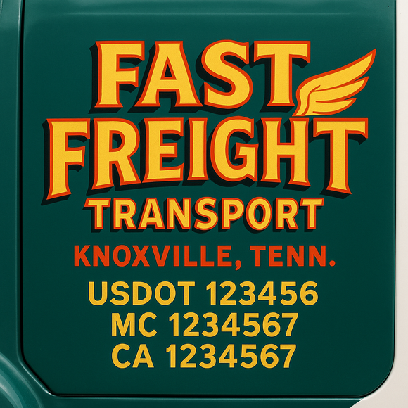 Truck Door Decal Sticker Lettering With USDOT, MC, CA, KYU, GVW & More | Custom Truck Door Decal Sticker Signs (Set of 2)