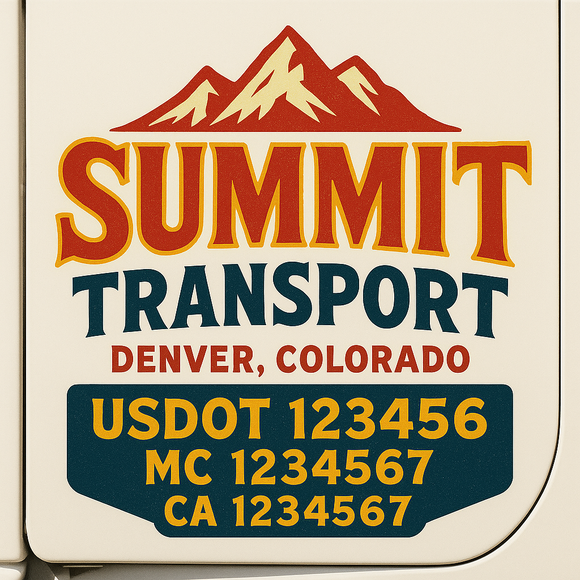 Truck Door Decal Sticker Lettering With USDOT, MC, CA, KYU, GVW & More | Custom Truck Door Decal Sticker Signs (Set of 2)