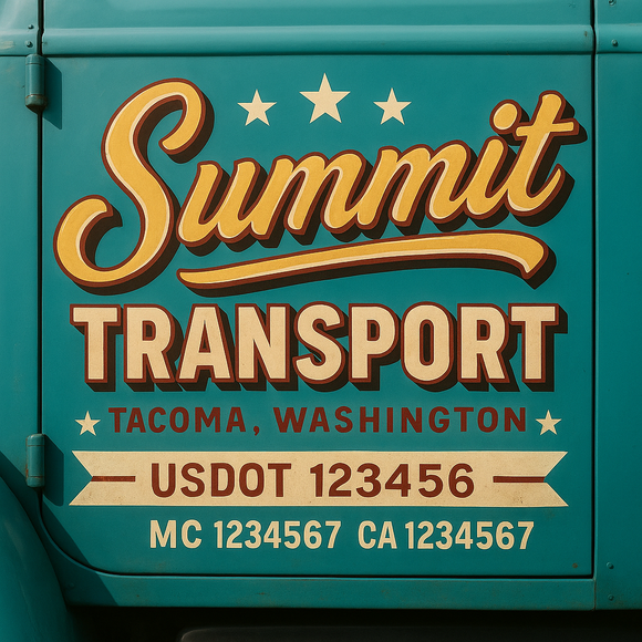 Truck Door Decal Sticker Lettering With USDOT, MC, CA, KYU, GVW & More | Custom Truck Door Decal Sticker Signs (Set of 2)
