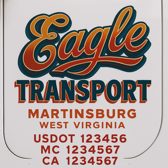 Truck Door Decal Sticker Lettering With USDOT, MC, CA, KYU, GVW & More | Custom Truck Door Decal Sticker Signs (Set of 2)