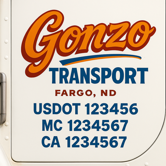 Truck Door Decal Sticker Lettering With USDOT, MC, CA, KYU, GVW & More | Custom Truck Door Decal Sticker Signs (Set of 2)
