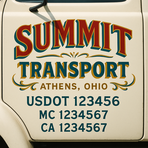 Truck Door Decal Sticker Lettering With USDOT, MC, CA, KYU, GVW & More | Custom Truck Door Decal Sticker Signs (Set of 2)
