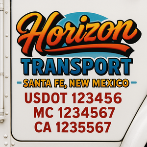 Truck Door Decal Sticker Lettering With USDOT, MC, CA, KYU, GVW & More | Custom Truck Door Decal Sticker Signs (Set of 2)