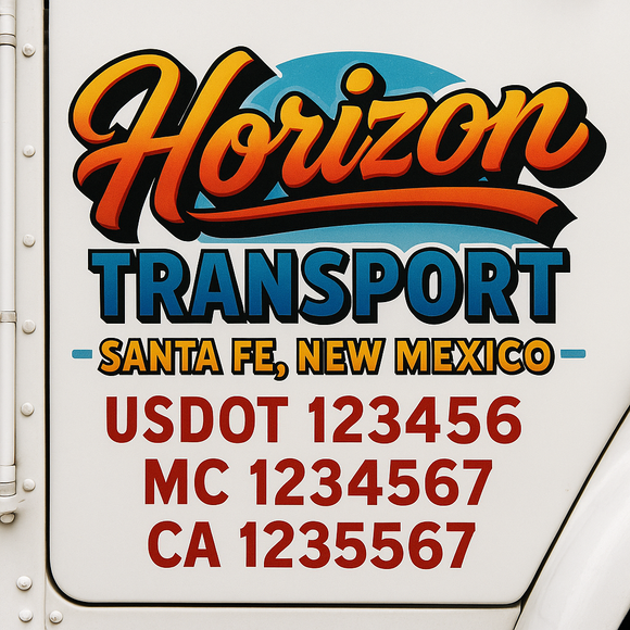 Truck Door Decal Sticker Lettering With USDOT, MC, CA, KYU, GVW & More | Custom Truck Door Decal Sticker Signs (Set of 2)
