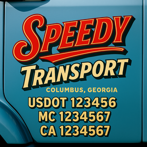 Truck Door Decal Sticker Lettering With USDOT, MC, CA, KYU, GVW & More | Custom Truck Door Decal Sticker Signs (Set of 2)