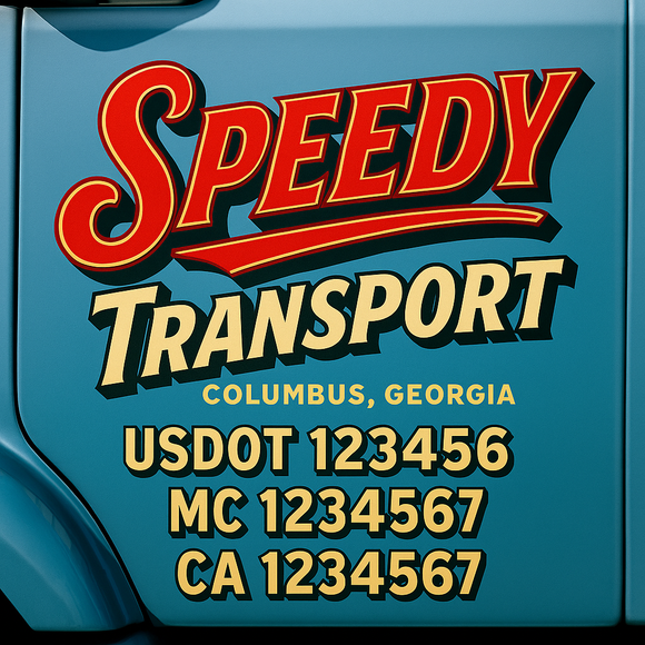 Truck Door Decal Sticker Lettering With USDOT, MC, CA, KYU, GVW & More | Custom Truck Door Decal Sticker Signs (Set of 2)