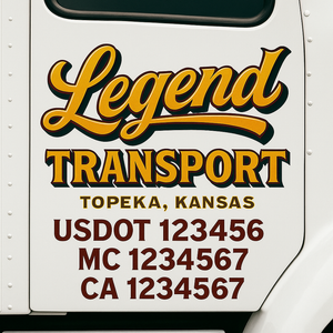 Truck Door Decal Sticker Lettering With USDOT, MC, CA, KYU, GVW & More | Custom Truck Door Decal Sticker Signs (Set of 2)