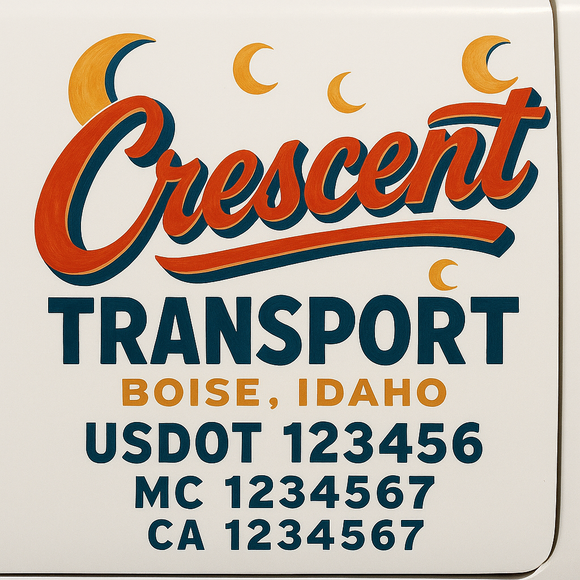 Truck Door Decal Sticker Lettering With USDOT, MC, CA, KYU, GVW & More | Custom Truck Door Decal Sticker Signs (Set of 2)