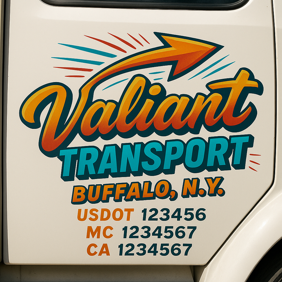 Truck Door Decal Sticker Lettering With USDOT, MC, CA, KYU, GVW & More | Custom Truck Door Decal Sticker Signs (Set of 2)