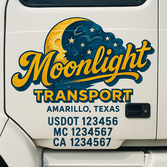 Truck Door Decal Sticker Lettering With USDOT, MC, CA, KYU, GVW & More | Custom Truck Door Decal Sticker Signs (Set of 2)