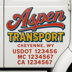 Truck Door Decal Sticker Lettering With USDOT, MC, CA, KYU, GVW & More | Custom Truck Door Decal Sticker Signs (Set of 2)
