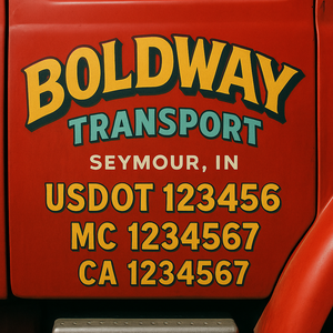 Truck Door Decal Sticker Lettering With USDOT, MC, CA, KYU, GVW & More | Custom Truck Door Decal Sticker Signs (Set of 2)