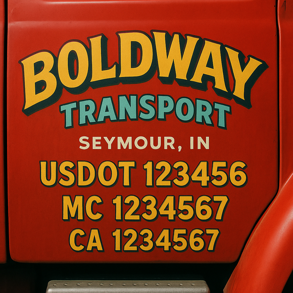 Truck Door Decal Sticker Lettering With USDOT, MC, CA, KYU, GVW & More | Custom Truck Door Decal Sticker Signs (Set of 2)