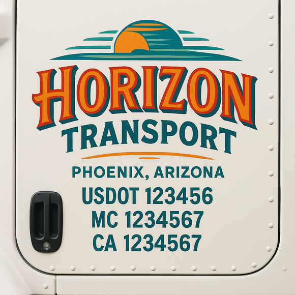 Truck Door Decal Sticker Lettering With USDOT, MC, CA, KYU, GVW & More | Custom Truck Door Decal Sticker Signs (Set of 2)