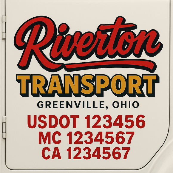 Truck Door Decal Sticker Lettering With USDOT, MC, CA, KYU, GVW & More | Custom Truck Door Decal Sticker Signs (Set of 2)