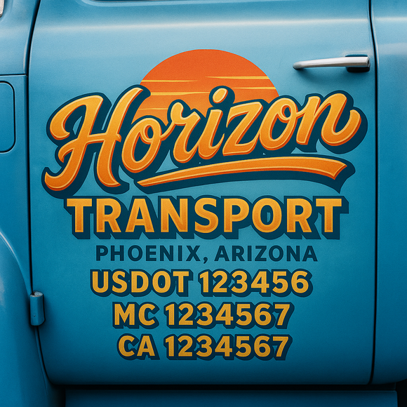 Truck Door Decal Sticker Lettering With USDOT, MC, CA, KYU, GVW & More | Custom Truck Door Decal Sticker Signs (Set of 2)
