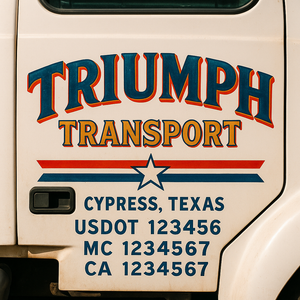 Truck Door Decal Sticker Lettering With USDOT, MC, CA, KYU, GVW & More | Custom Truck Door Decal Sticker Signs (Set of 2)