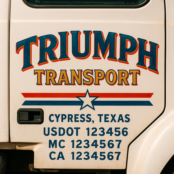 Truck Door Decal Sticker Lettering With USDOT, MC, CA, KYU, GVW & More | Custom Truck Door Decal Sticker Signs (Set of 2)