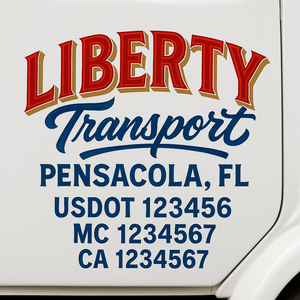 Truck Door Decal Sticker Lettering With USDOT, MC, CA, KYU, GVW & More | Custom Truck Door Decal Sticker Signs (Set of 2)