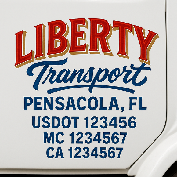 Truck Door Decal Sticker Lettering With USDOT, MC, CA, KYU, GVW & More | Custom Truck Door Decal Sticker Signs (Set of 2)