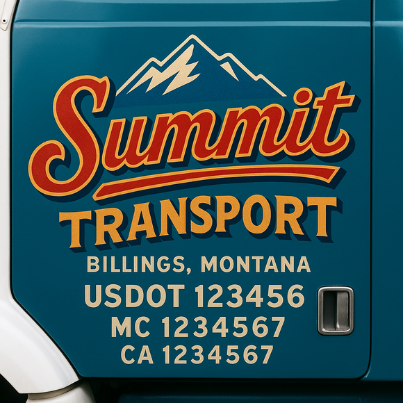 Truck Door Decal Sticker Lettering With USDOT, MC, CA, KYU, GVW & More | Custom Truck Door Decal Sticker Signs (Set of 2)