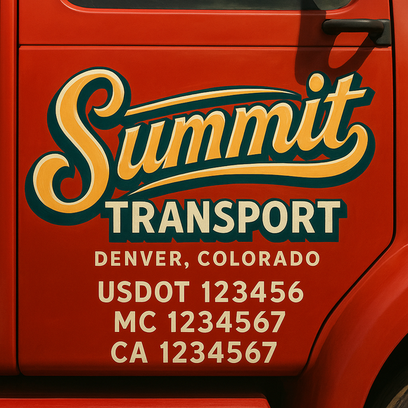 Truck Door Decal Sticker Lettering With USDOT, MC, CA, KYU, GVW & More | Custom Truck Door Decal Sticker Signs (Set of 2)