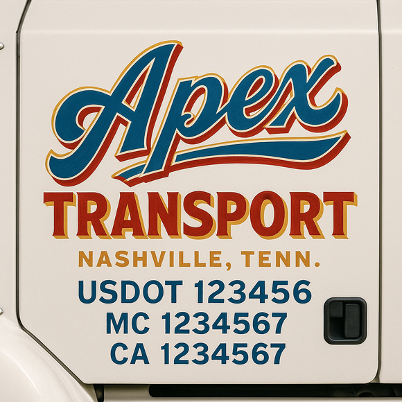 Truck Door Decal Sticker Lettering With USDOT, MC, CA, KYU, GVW & More | Custom Truck Door Decal Sticker Signs (Set of 2)