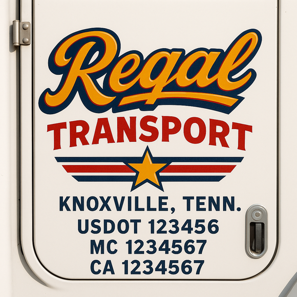 Truck Door Decal Sticker Lettering With USDOT, MC, CA, KYU, GVW & More | Custom Truck Door Decal Sticker Signs (Set of 2)