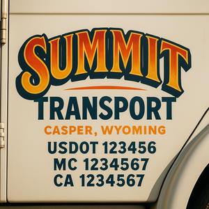 Truck Door Decal Sticker Lettering With USDOT, MC, CA, KYU, GVW & More | Custom Truck Door Decal Sticker Signs (Set of 2)