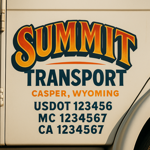 Truck Door Decal Sticker Lettering With USDOT, MC, CA, KYU, GVW & More | Custom Truck Door Decal Sticker Signs (Set of 2)