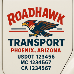 Truck Door Decal Sticker Lettering With USDOT, MC, CA, KYU, GVW & More | Custom Truck Door Decal Sticker Signs (Set of 2)
