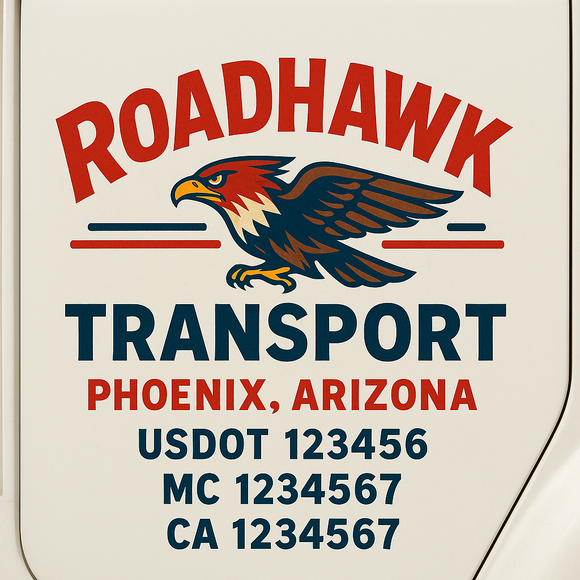 Truck Door Decal Sticker Lettering With USDOT, MC, CA, KYU, GVW & More | Custom Truck Door Decal Sticker Signs (Set of 2)