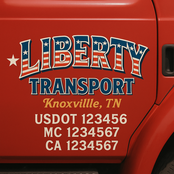Truck Door Decal Sticker Lettering With USDOT, MC, CA, KYU, GVW & More | Custom Truck Door Decal Sticker Signs (Set of 2)