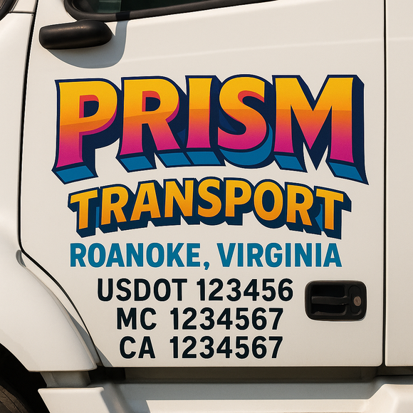 Truck Door Decal Sticker Lettering With USDOT, MC, CA, KYU, GVW & More | Custom Truck Door Decal Sticker Signs (Set of 2)