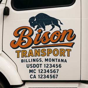 Truck Door Decal Sticker Lettering With USDOT, MC, CA, KYU, GVW & More | Custom Truck Door Decal Sticker Signs (Set of 2)