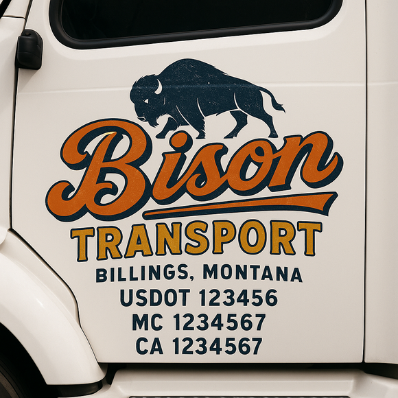 Truck Door Decal Sticker Lettering With USDOT, MC, CA, KYU, GVW & More | Custom Truck Door Decal Sticker Signs (Set of 2)