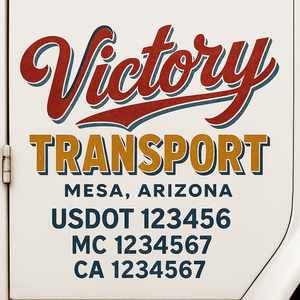 Truck Door Decal Sticker Lettering With USDOT, MC, CA, KYU, GVW & More | Custom Truck Door Decal Sticker Signs (Set of 2)