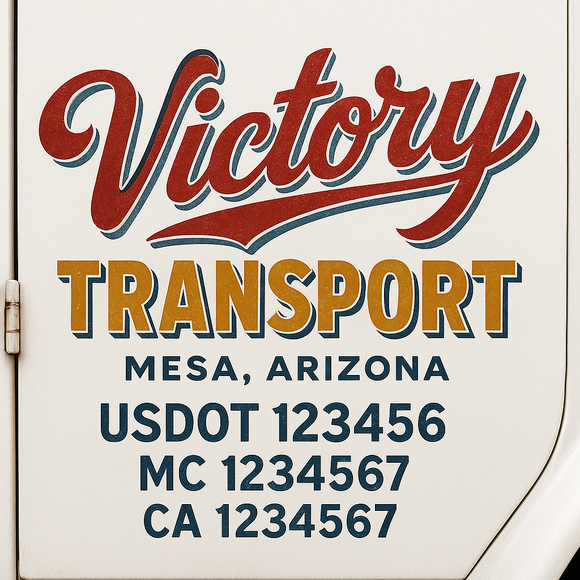 Truck Door Decal Sticker Lettering With USDOT, MC, CA, KYU, GVW & More | Custom Truck Door Decal Sticker Signs (Set of 2)