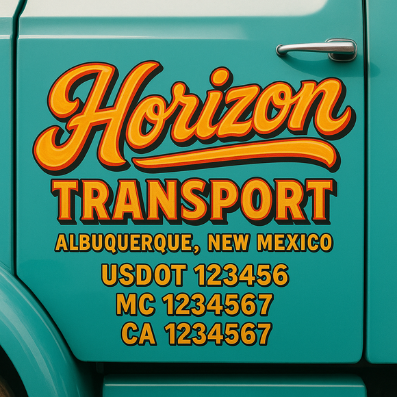 Truck Door Decal Sticker Lettering With USDOT, MC, CA, KYU, GVW & More | Custom Truck Door Decal Sticker Signs (Set of 2)