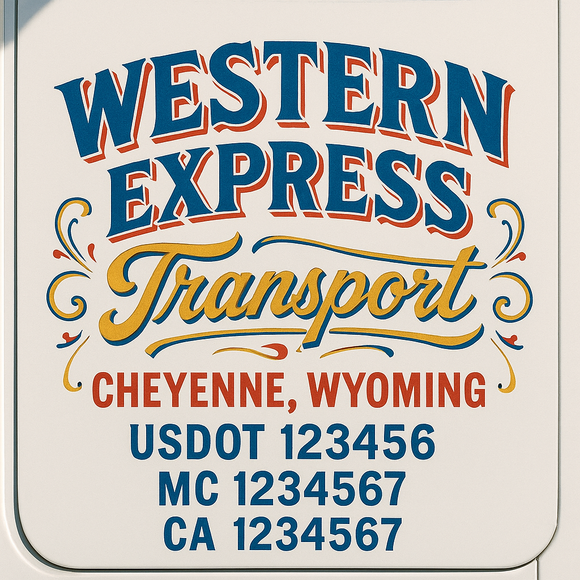 Truck Door Decal Sticker Lettering With USDOT, MC, CA, KYU, GVW & More | Custom Truck Door Decal Sticker Signs (Set of 2)