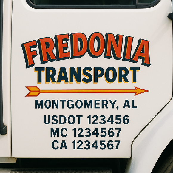 Truck Door Decal Sticker Lettering With USDOT, MC, CA, KYU, GVW & More | Custom Truck Door Decal Sticker Signs (Set of 2)