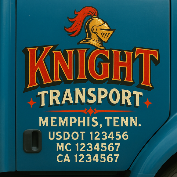 Truck Door Decal Sticker Lettering With USDOT, MC, CA, KYU, GVW & More | Custom Truck Door Decal Sticker Signs (Set of 2)