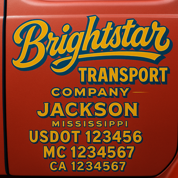 Truck Door Decal Sticker Lettering With USDOT, MC, CA, KYU, GVW & More | Custom Truck Door Decal Sticker Signs (Set of 2)