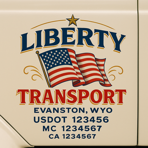 Truck Door Decal Sticker Lettering With USDOT, MC, CA, KYU, GVW & More | Custom Truck Door Decal Sticker Signs (Set of 2)