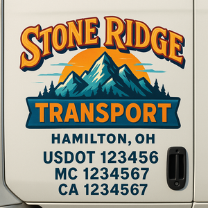Truck Door Decal Sticker Lettering With USDOT, MC, CA, KYU, GVW & More | Custom Truck Door Decal Sticker Signs (Set of 2)