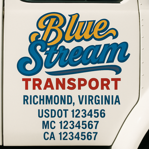 Truck Door Decal Sticker Lettering With USDOT, MC, CA, KYU, GVW & More | Custom Truck Door Decal Sticker Signs (Set of 2)
