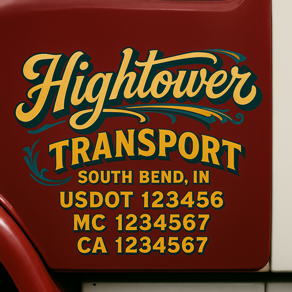 Truck Door Decal Sticker Lettering With USDOT, MC, CA, KYU, GVW & More | Custom Truck Door Decal Sticker Signs (Set of 2)