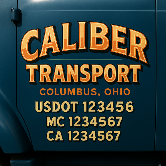 Truck Door Decal Sticker Lettering With USDOT, MC, CA, KYU, GVW & More | Custom Truck Door Decal Sticker Signs (Set of 2)